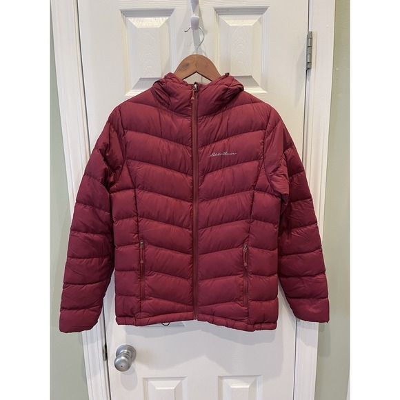Eddie Bauer Jackets & Blazers - Eddie Bauer Jacket Womens S Maroon EB650 Down Puffer Zip Lightweight Hooded